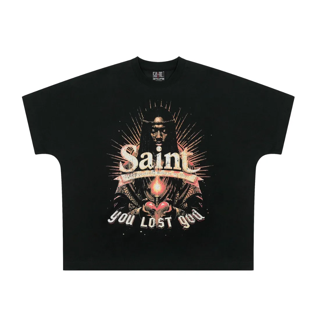 SAINT vintage American trendy special version one-piece short-sleeved T-shirt Wholesale price: 118 Size: M L XL Style number: 2152 Color: black